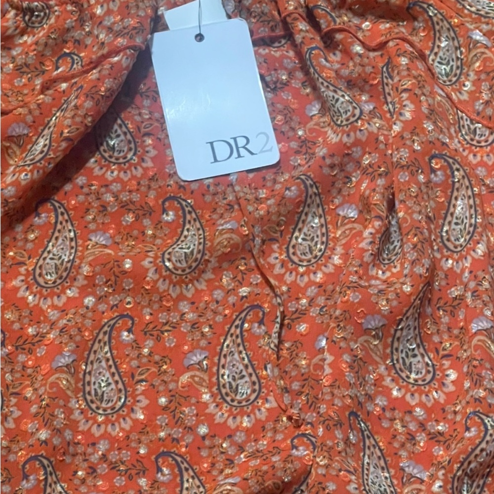 DR2 Women's Blouse with Paisley Design - Rust/Orange New With Tags- Large - Picture 5 of 5